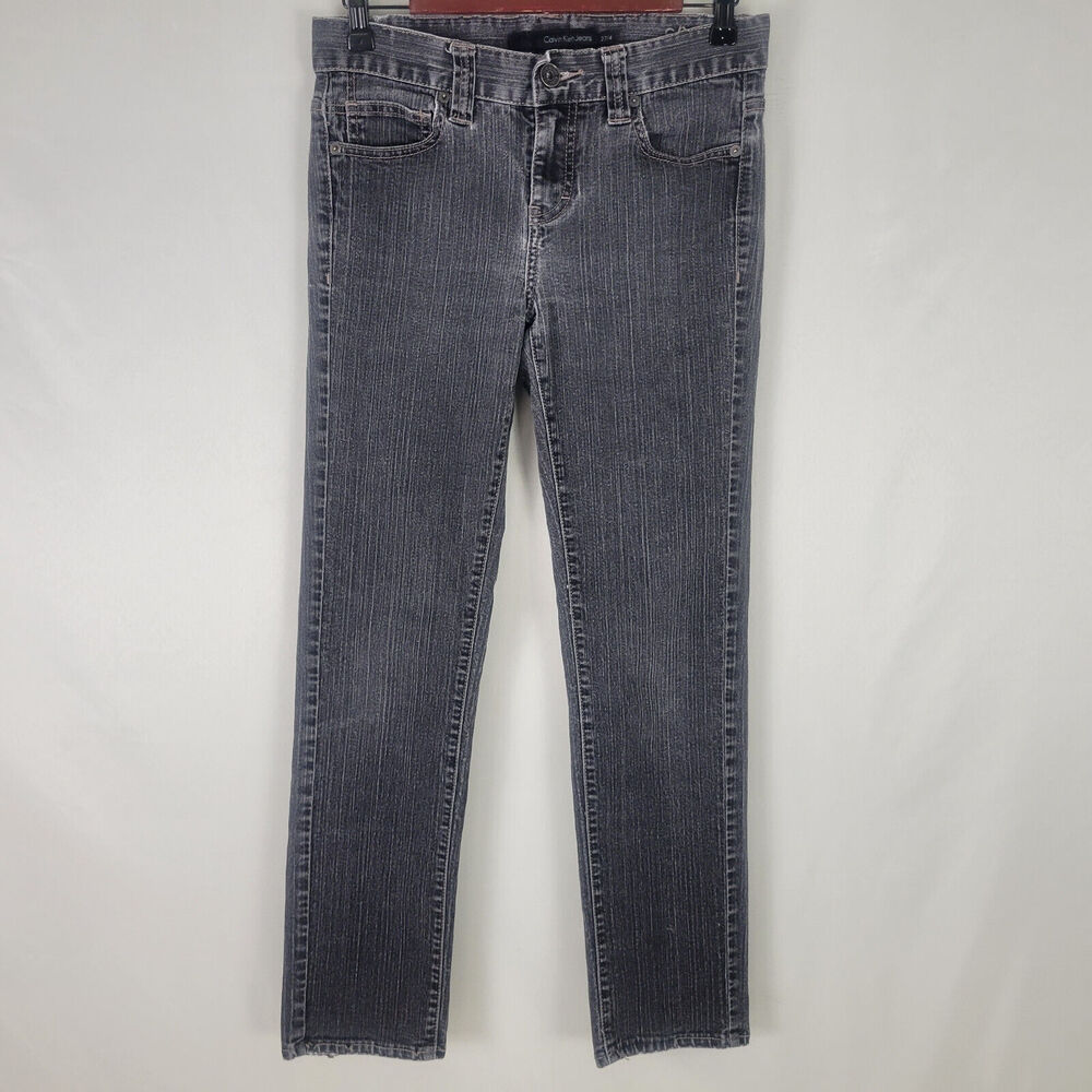 Calvin Klein Jeans Womens 4 Black Denim Mid Rise Skinny Leg Dark Wash W29 x‎ L28